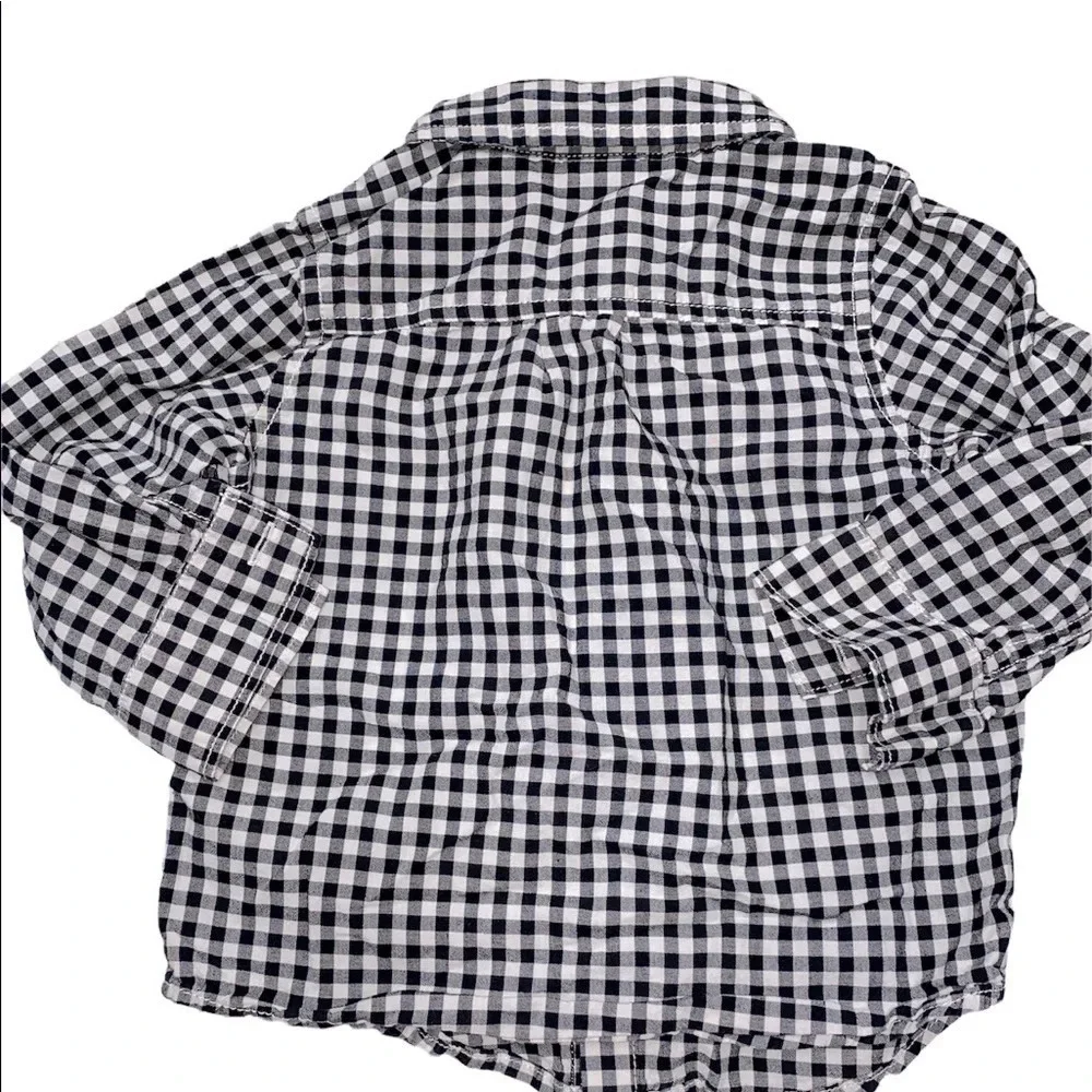 Baby Gap black & white gingham preppy button down shirt size 18-24 months